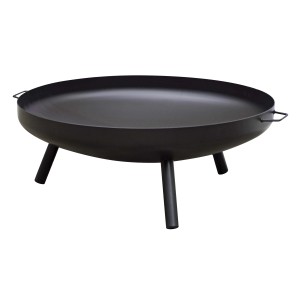 Braciere t.b.t. nero con tre gambe e maniglie.