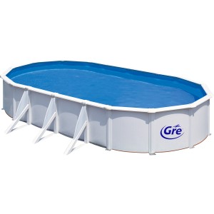 Piscina fuori terra ovale Gre Fidji in acciaio bianco, 730x375x120 cm. Set completo.