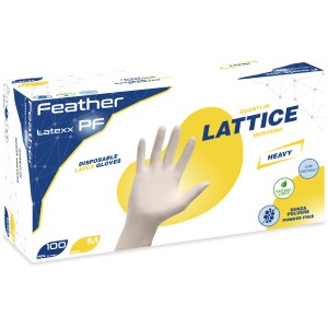 Guanti monouso Feather Latexx PF, lattice, senza polvere, taglia M, 100 pezzi, per uso domestico.