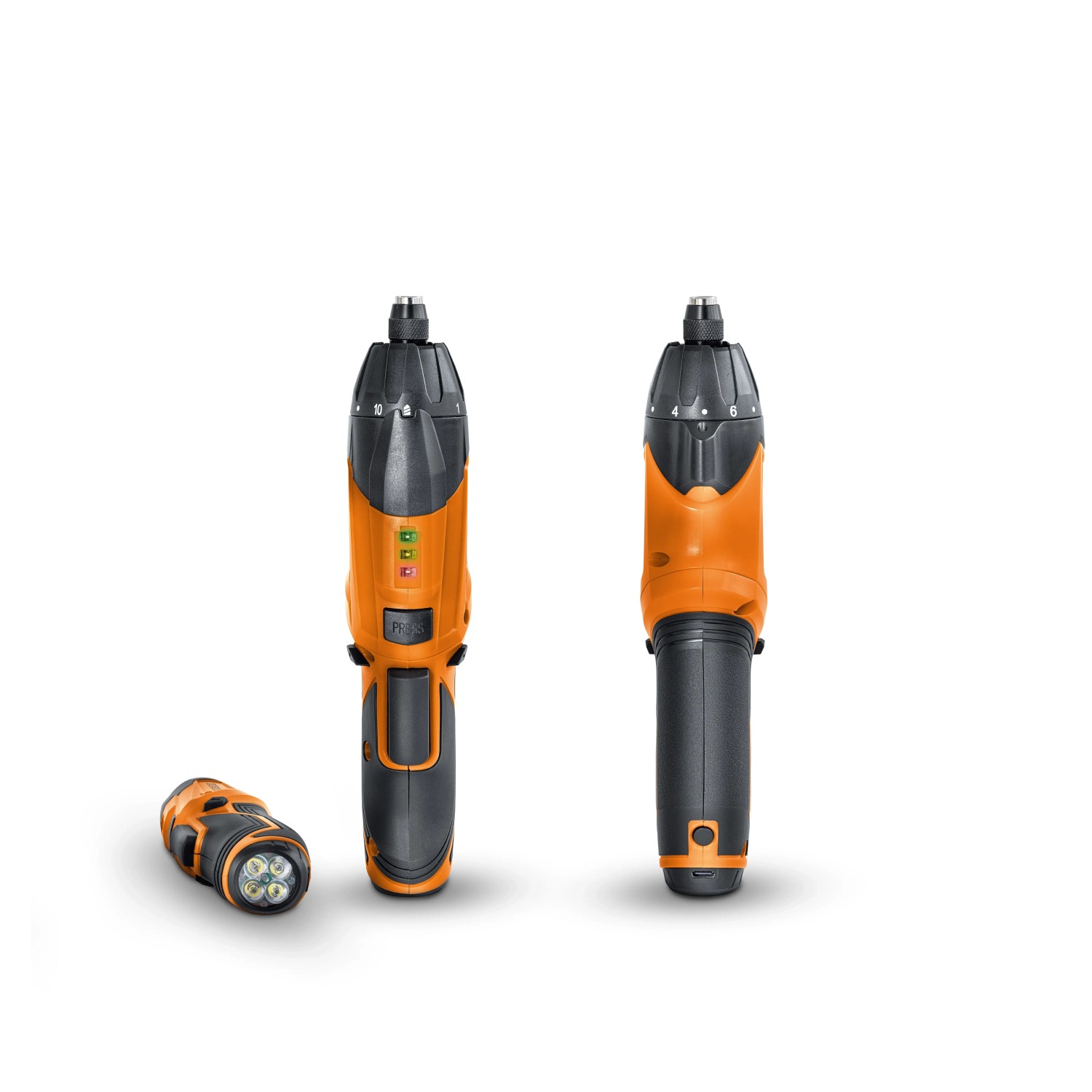 Avvitatore a batteria OBI 3,6V con inserti e lampada. Set avvitatore per il fai da te.