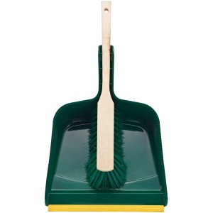 Set LUX da giardino in plastica con paletta e spazzola manuale, verde e giallo.