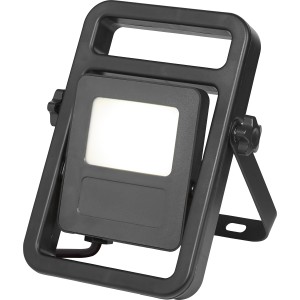Faro da lavoro LED nero con maniglia, 30W, ideale per cantieri e officine.