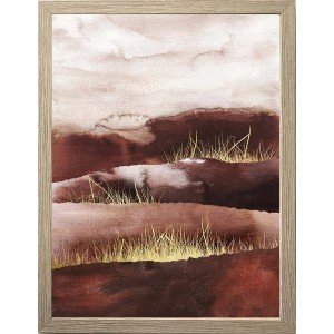 Quadro Quadri con motivo paesaggistico astratto nei toni del marrone e del beige con accenti dorati.