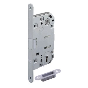 Dettaglio di una serratura per porta t.b.t. in metallo. Adatta per porte blindate e d'ingresso.