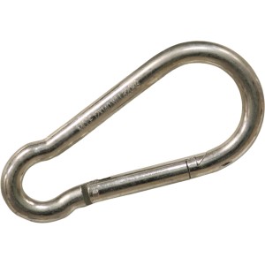 Moschettone argentato per applicazioni versatili.