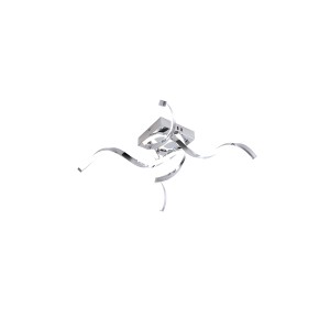 Plafoniera t.b.t. moderna con elementi curvi color argento.