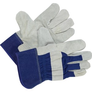 Guanti da lavoro in pelle crosta grigio-blu, taglia 10, per giardinaggio e edilizia.