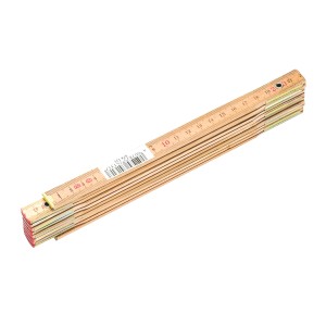 Metro pieghevole LUX 2 m in legno, piegato. Strumento di misura per misurazioni precise.