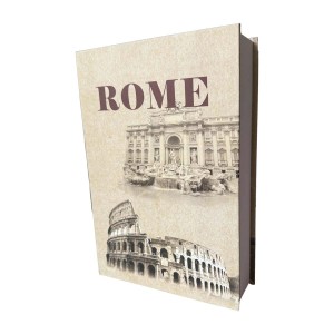 Cassaforte a libro t.b.t. con design di Roma: Colosseo e Fontana di Trevi.