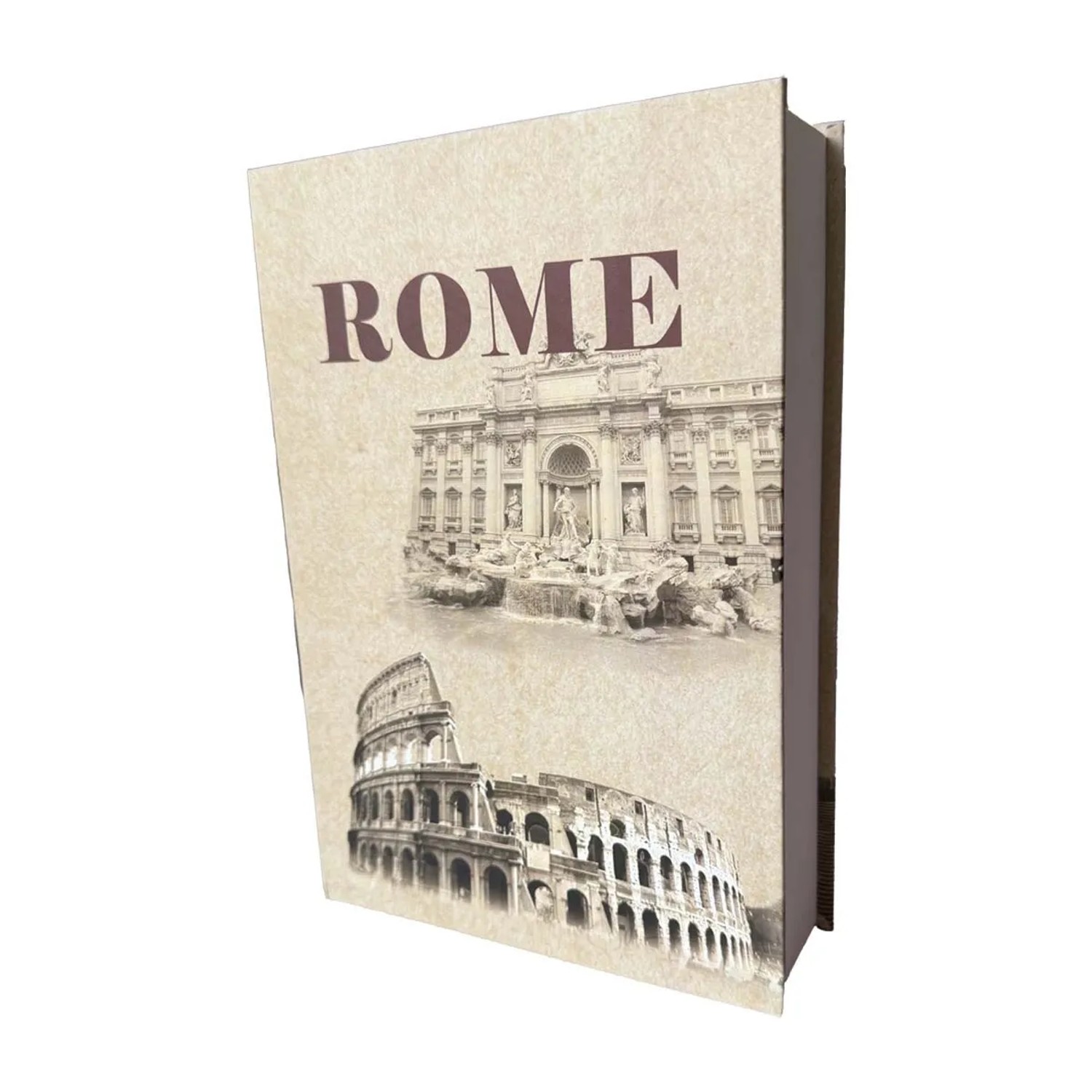 Cassaforte a libro t.b.t. con design di Roma: Colosseo e Fontana di Trevi.