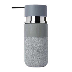 Dispenser sapone grigio con pompa per bagno e cucina.