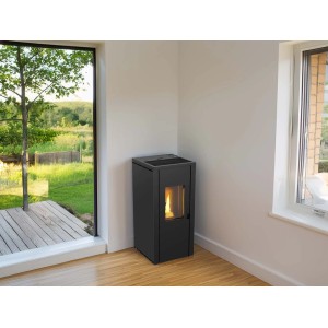 Stufa a pellet Ecofox Evo9 in acciaio 8,3 kW nero