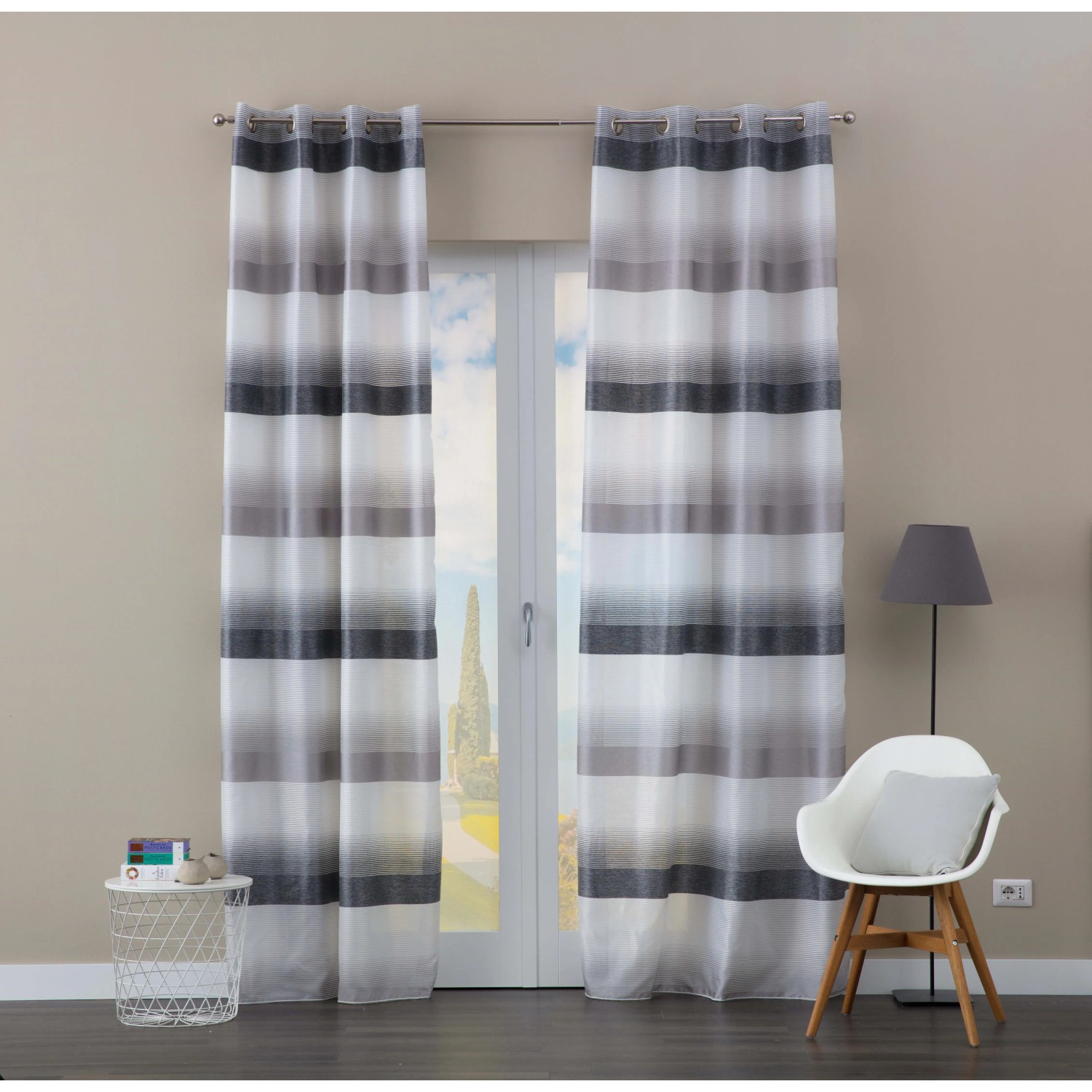 wometo Tenda a fili per porta, 90 x 245 cm, grigio scuro, passante per