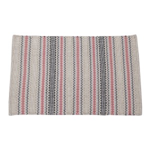 Tappetino decorativo t.b.t. con motivo a righe beige, rosa e nero.