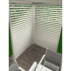 Parete a lamelle bianca come schermo per la privacy per gazebo. Accessorio per gazebo.