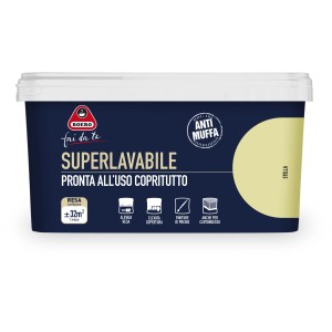 Pittura per interni Boero Stella, super lavabile, pronta all'uso. Barattolo blu scuro con campione colore.