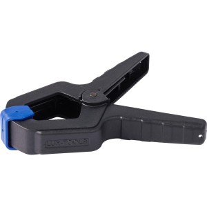 Morsetto per colla LUX Classic, 100 mm, in plastica con ganasce blu. Utensile di serraggio per legno.