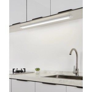 Lampada sottopensile LED Eglo Russcallo bianca 87 cm sotto mobile cucina, illumina piano lavoro con lavello. CCT, orientabile.