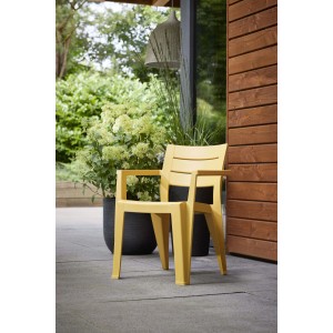 Sedia da giardino senza cuscino con braccioli Julie giallo senape