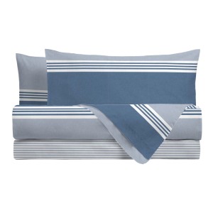 Completo letto singolo stampato geometrico azzurro