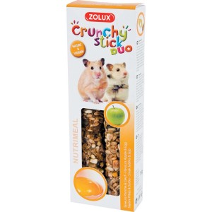 Zolux Crunchy Stick Duo: Alimento integrativo per roditori con sapore di mela e uovo.