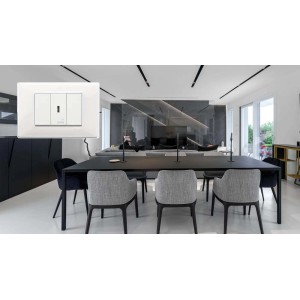 Placca e comandi t.b.t. bianchi per luce e campanello, categoria interruttori.