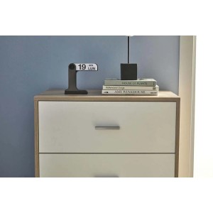 Cassettiera t.b.t. con due cassetti in bianco e effetto legno.