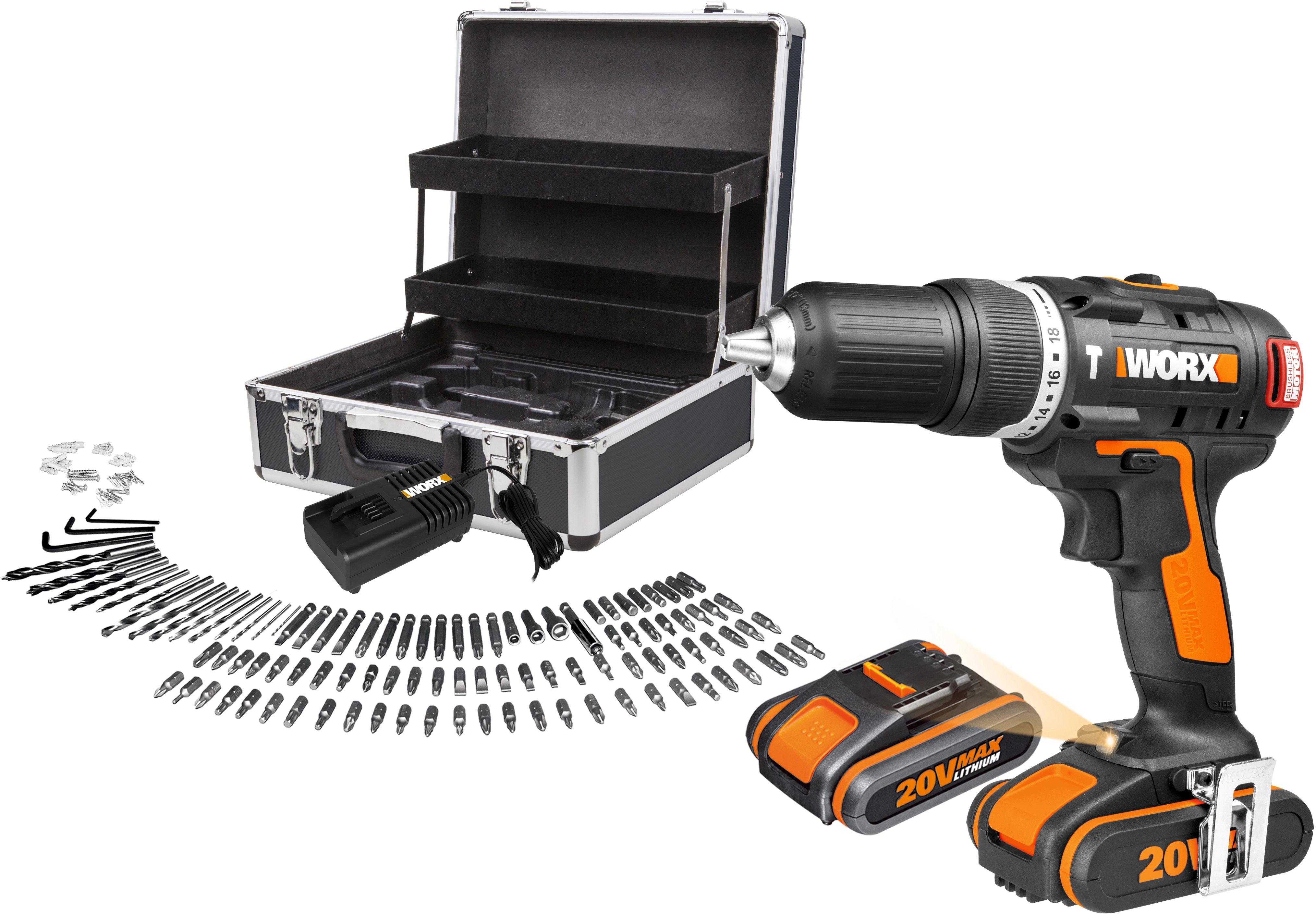 Worx avvitatore con percussione Brushless WX367.1 batteria 20V Li