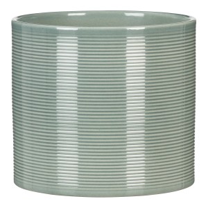 Scheurich vaso decorativo 828, Ø 12 cm, verde salvia, design a coste, per interni.