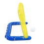 Porta da calcio gonfiabile per bambini, blu e gialla, con palla. Ideale per gioco e divertimento in acqua.