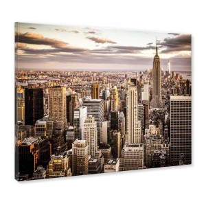 Quadri: Skyline di New York con Empire State Building al tramonto.