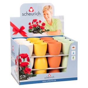 Vasi Scheurich 920, Ø 7 cm, vari colori esposti in scatola.