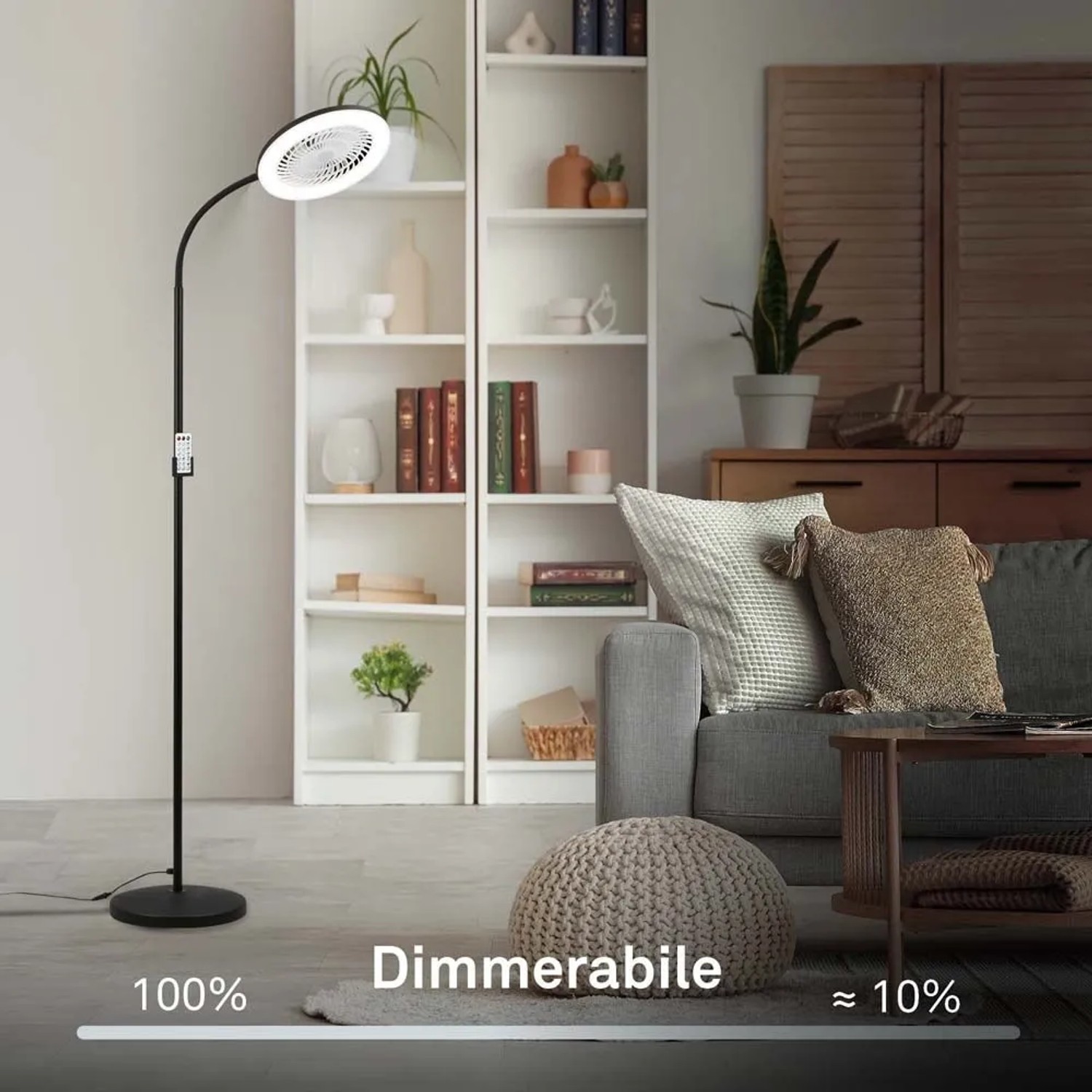 Lampada LED da terra Windy con ventilatore 1380 lm luce calda metallo nero_3