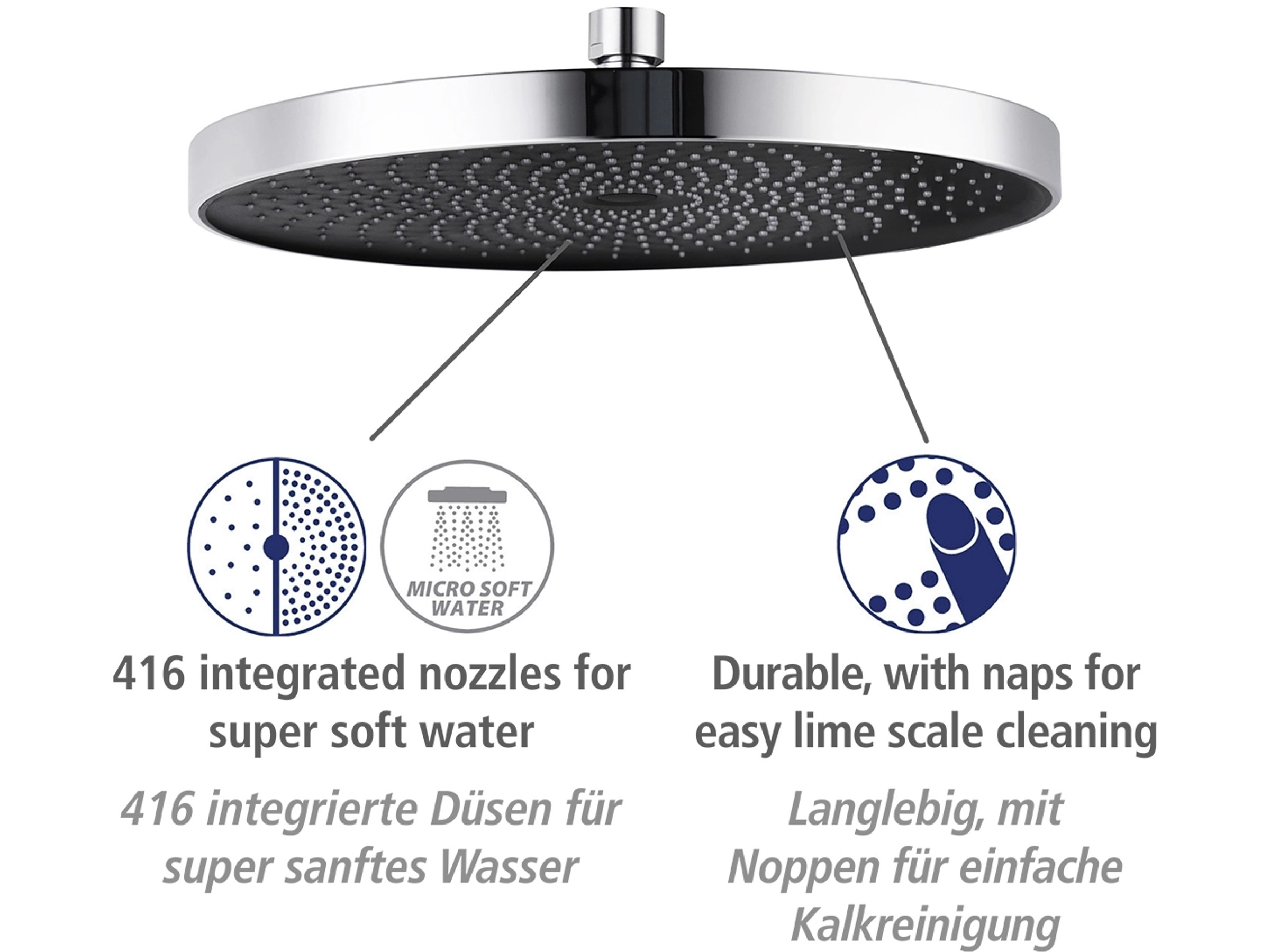 Wenko Soffione Doccia Softwater Nero Opaco 12 Cm - ABS Con 248 Ugelli - 3 Modalità Getto - Anticalcare E Attacco Universale