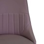 Dettaglio: Sedia imbottita lilla con cuciture decorative verticali.