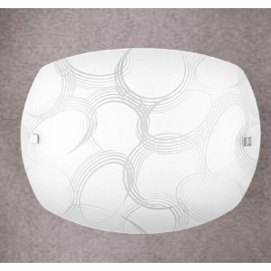 Applique LED bianca con motivo a cerchi per parete o soffitto.