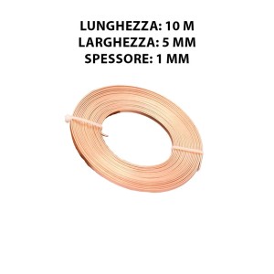 Bobina di filo di rame, 10m di lunghezza, 5mm di larghezza, 1mm di spessore, multiuso.
