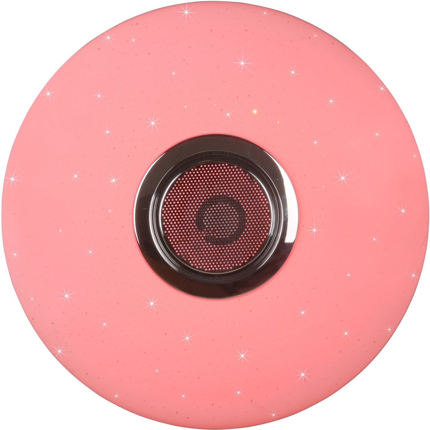 Plafoniera LED rosa Musica con altoparlante e motivo a stelle per soggiorno e camere da letto.