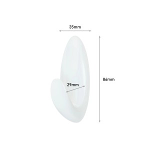 Gancio adesivo bianco con dimensioni (86x35mm) per bagno, cucina e altro.
