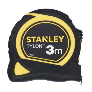 Metro a nastro Stanley Tylon, 3 m, nero/giallo, per misurazioni precise.
