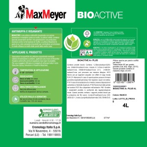 Pittura per interni MaxMeyer BioActive A+ Plus, 4L, antimuffa bianca.