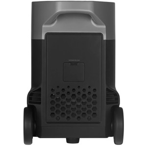 Batteria aggiuntiva EcoFlow Delta Pro 3600Wh nero-grigio, vista posteriore con ruote e griglia di ventilazione.