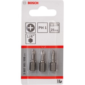 Bosch Pro PH1 bit a croce, confezione da 3, extra duro per avvitatura.