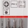 Bosch Pro PH1 bit a croce, confezione da 3, extra duro per avvitatura.