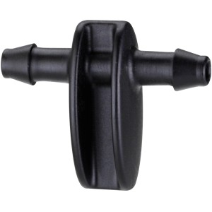 Raccordo a T nero per sistemi di microirrigazione.