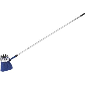 Raccoglifrutta LUX Comfort con sacco di raccolta blu e manico telescopico.
