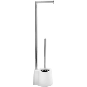 Wenko Set WC da terra Avola bianco con portarotolo e scopino.