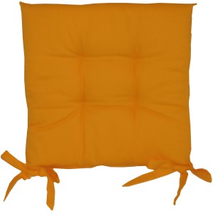 Cuscino giallo con lacci per sedie e panche.