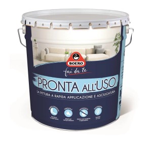 Secchio di pittura per interni bianca Boero, pronta all'uso per applicazione e asciugatura rapida.