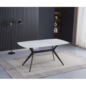 Tavolo da pranzo fisso Callista marmo bianco lucido 160x90x76 cm